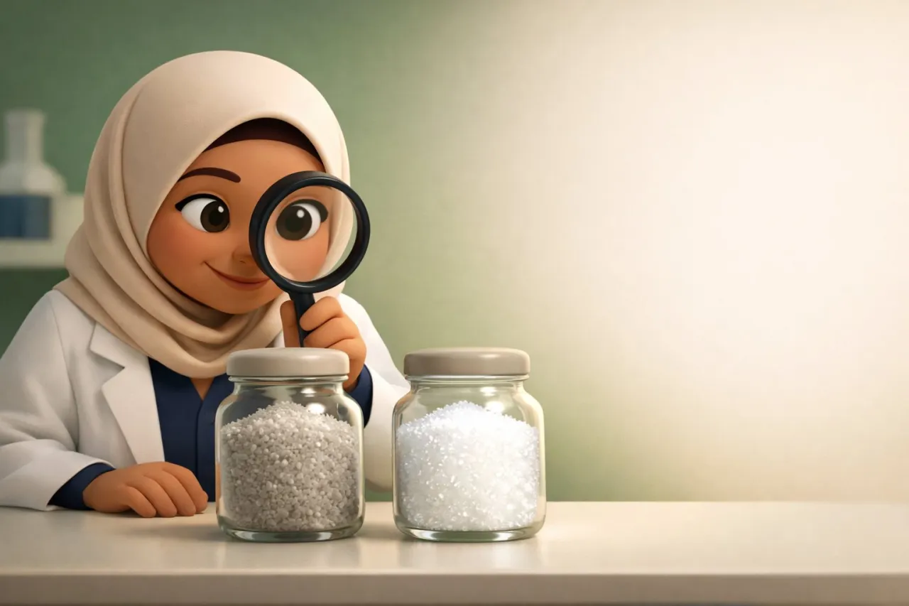 Ilustrasi 3D: Garam farmasi (PG-USP) vs garam dapur: apa bedanya?